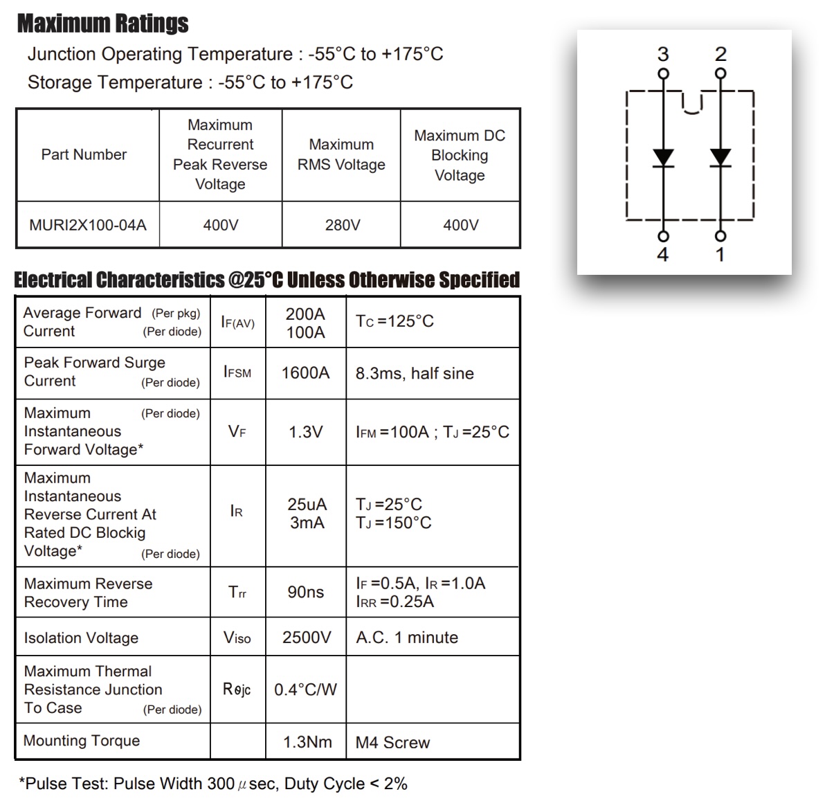 MURI2X100-04A super fast diode module