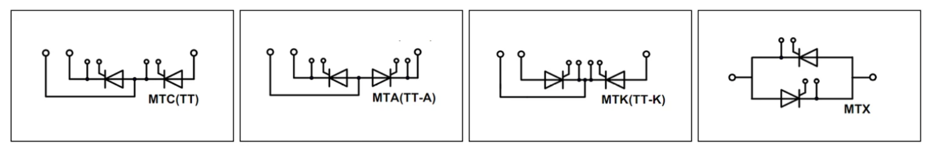 Analysis of Series, Common Cathode, and Common Anode Circuits in Dual Thyristor Modules