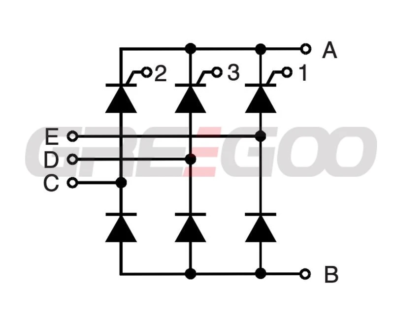 Circuit-diagram-3 phase half controlled diode bridge module