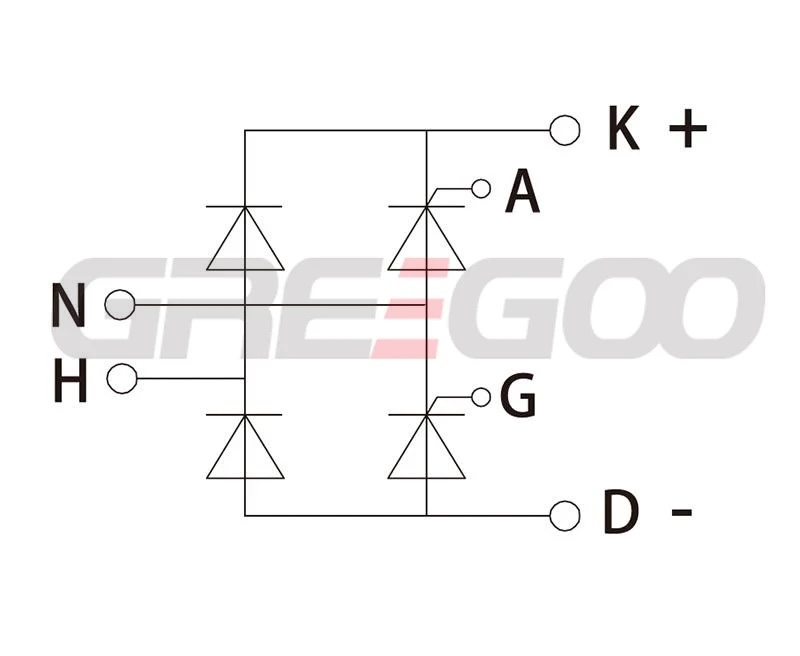 Ciruit diagram-Single phase half controlled diode bridge module