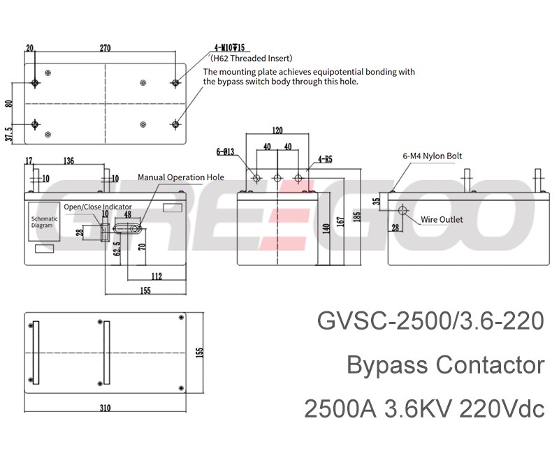 gvsc-2500a-3.6kv 220vdc bypass contactor