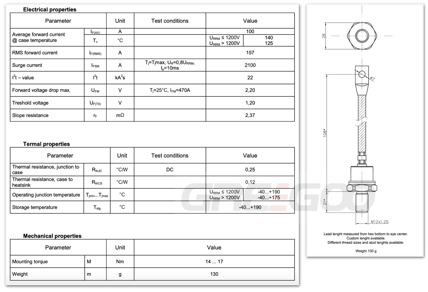 D52-100 Stud Diode