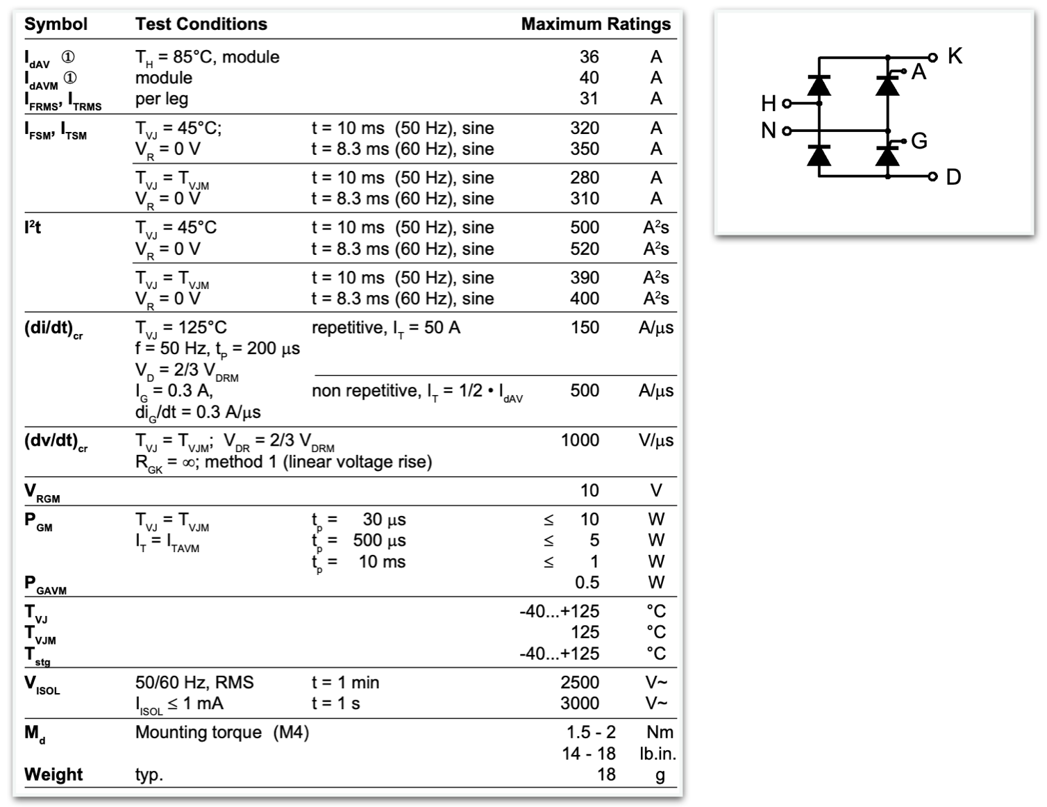 VGO36 bridge rectifier