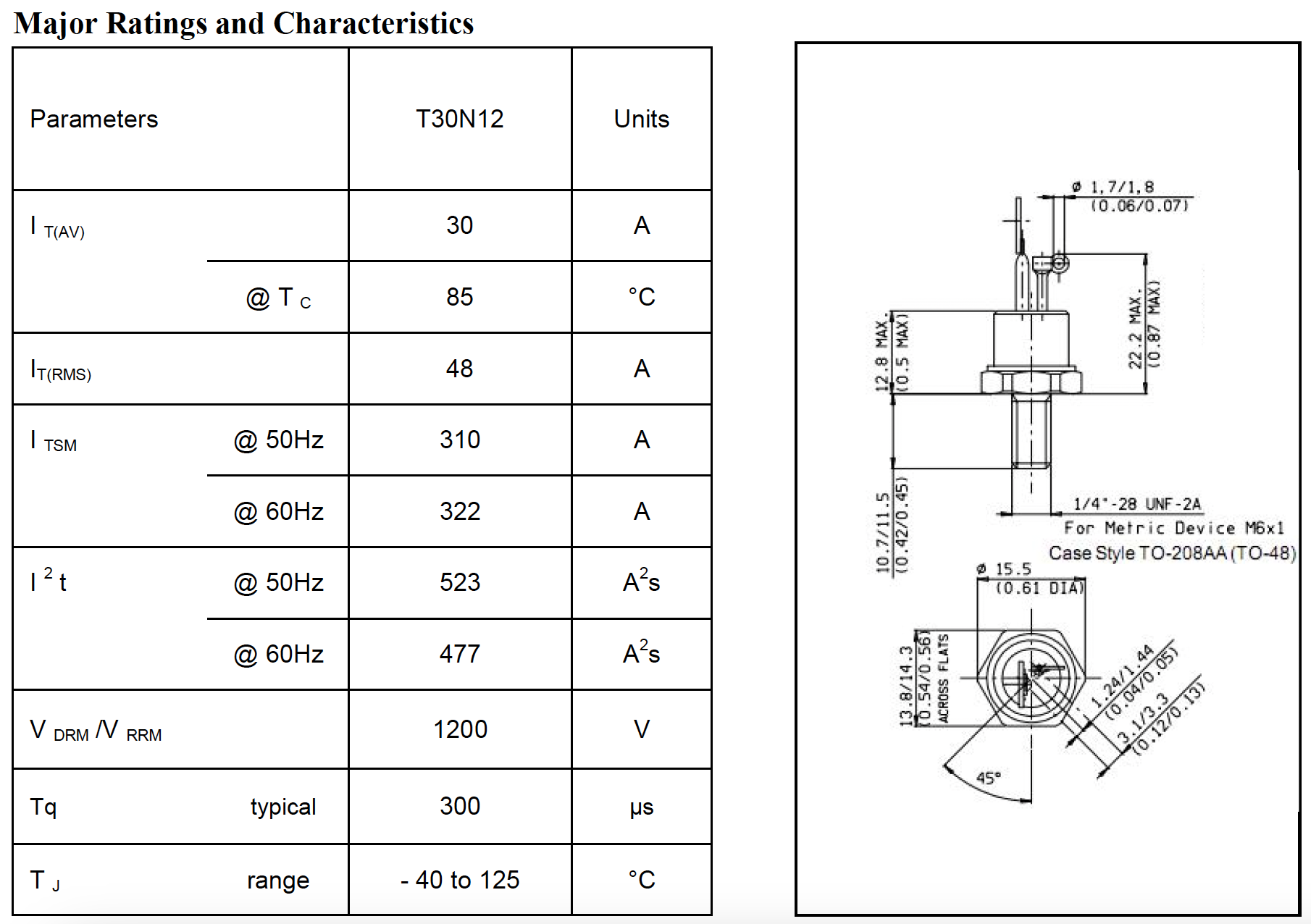 T30N12 stud thyristor