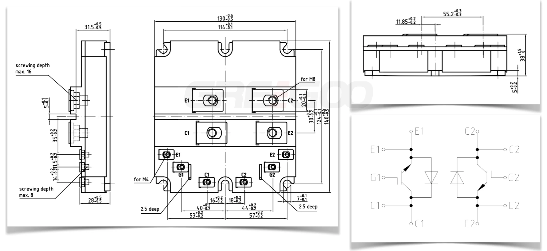 check the dimension of FF1200R17KP4-B2 IGBT Module