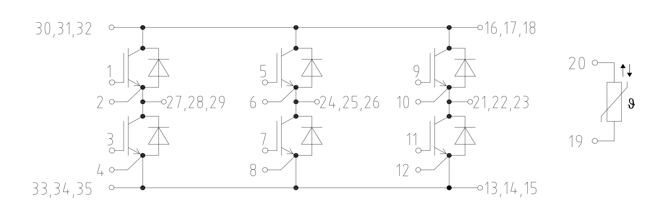 circuit diagram of FS100R12KT3 igbt module
