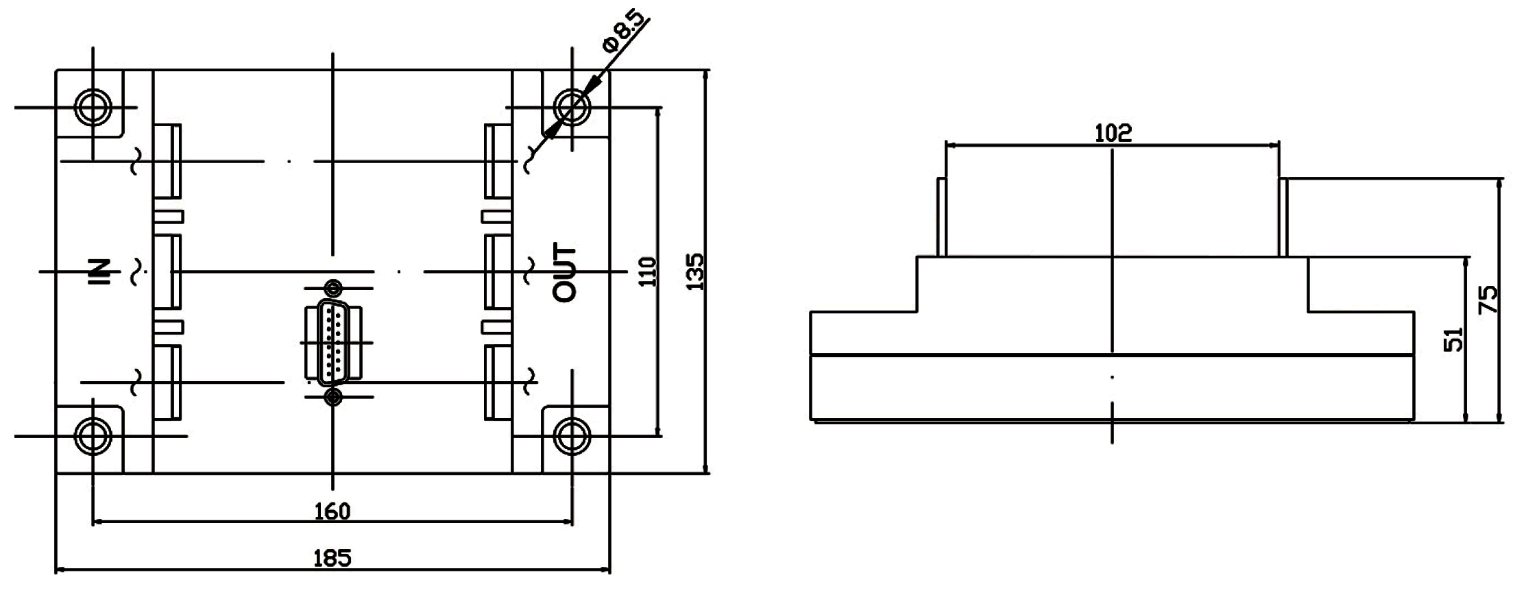 size of 500A three phase SSR integrated type