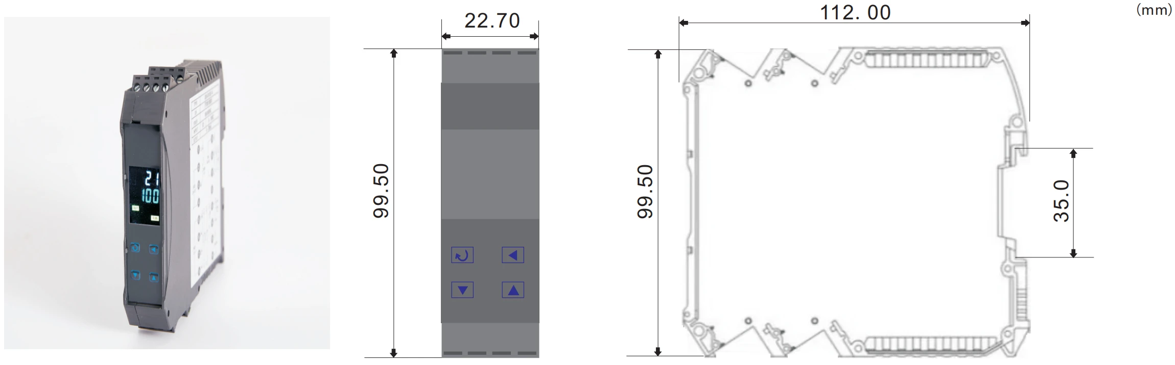 Dimension for Q800 temperature controller