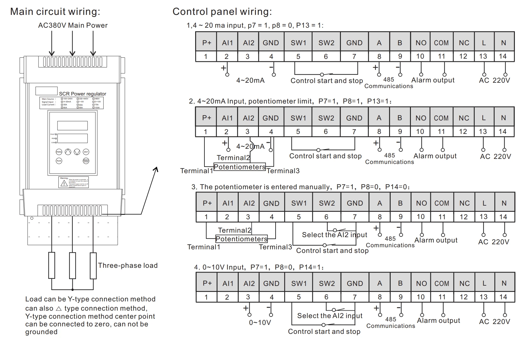 Wiring of HGW6 three phase scr controller