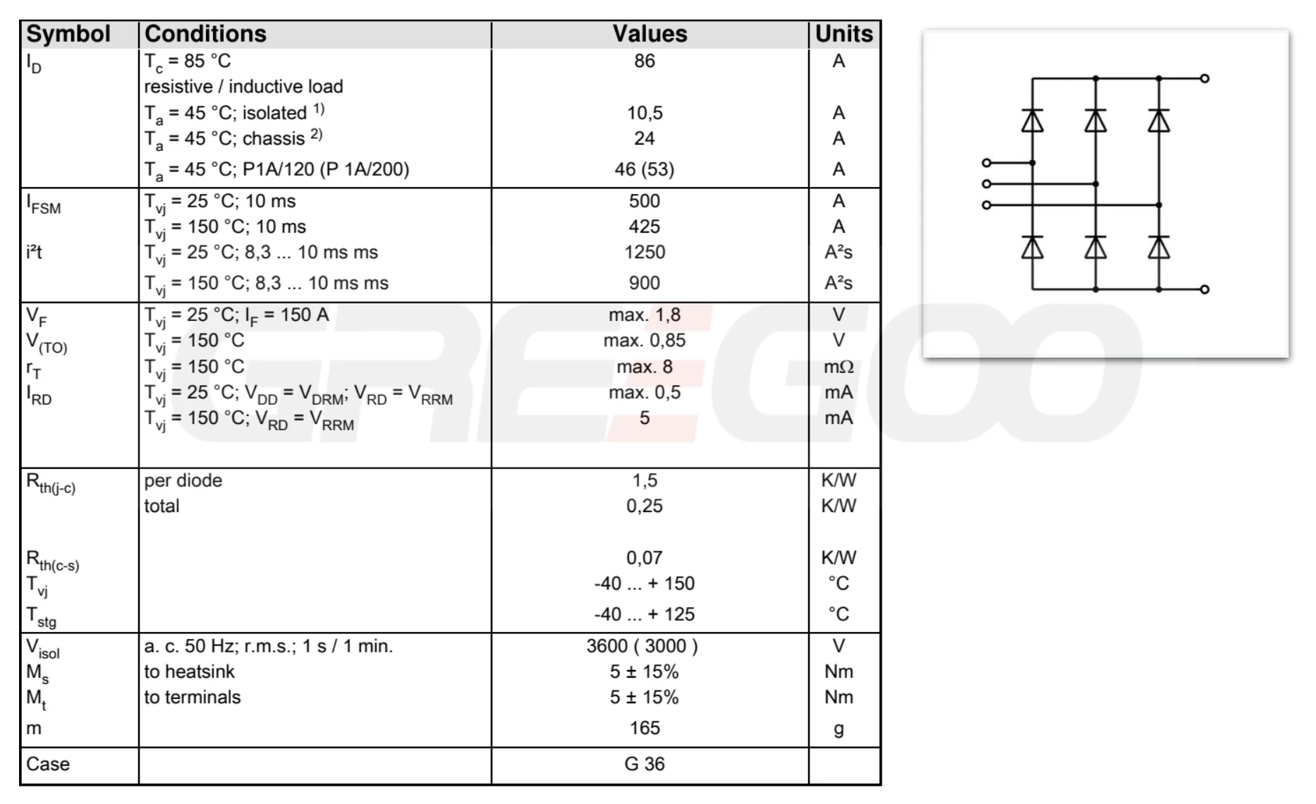 SKD62 Power Bridge Rectifiers