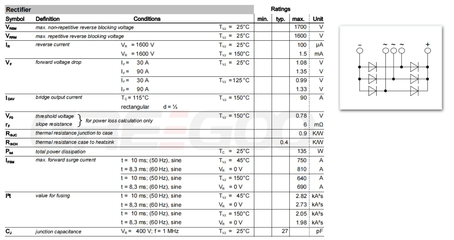 VUO82 3 phase Rectifier Bridge