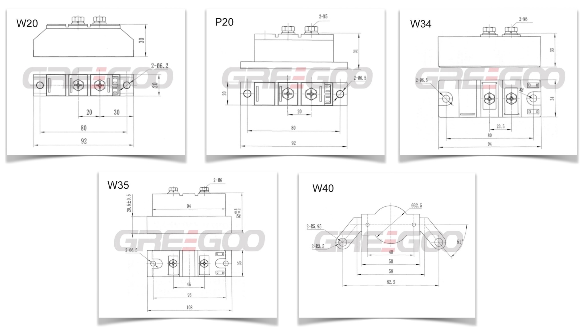varistor module sizes of each housing