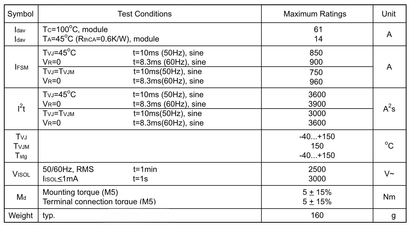 Three phase rectifier module G3PDB61N