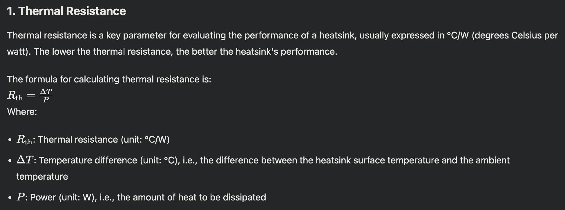 Thermal Resistance of heatsink