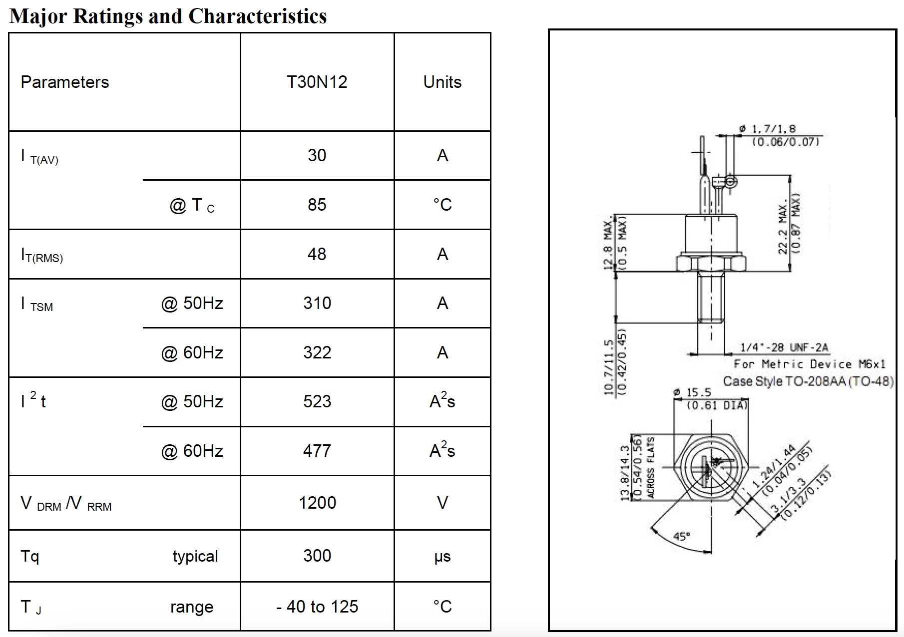 T30N12 stud thyristor