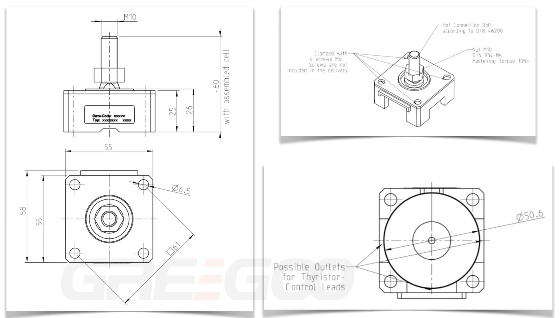 V61 Clamp box for disc thyristor