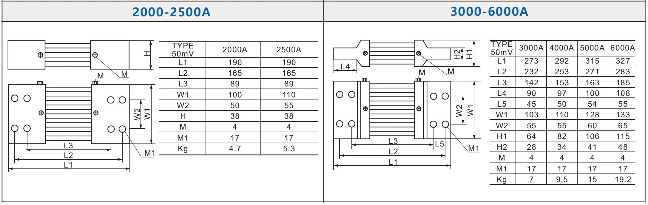 FL-21 shunt resistor 2000A to 6000A
