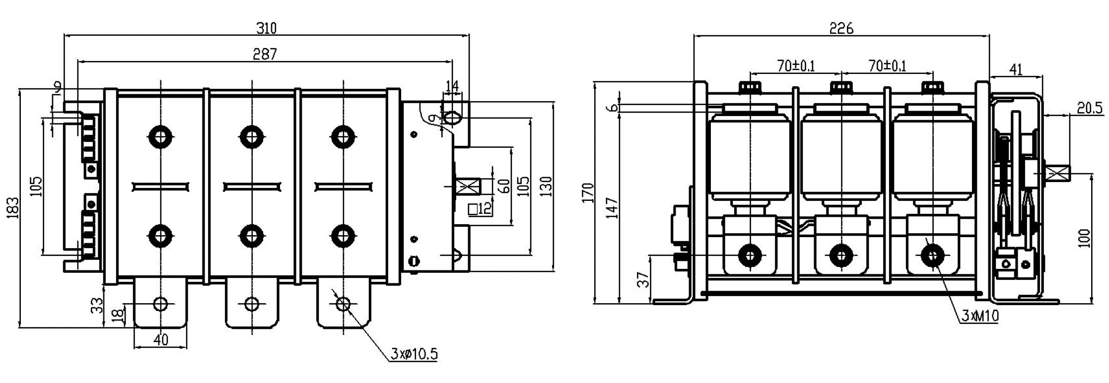 GHZ-630-1.14 vacuum isolator with phase reversal switch