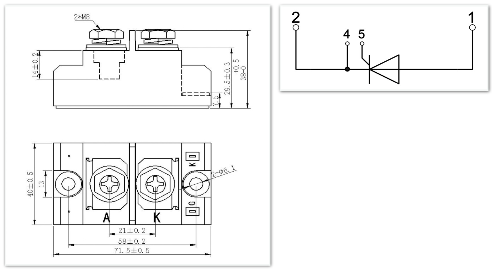 130A to 250A single thyristor module housing