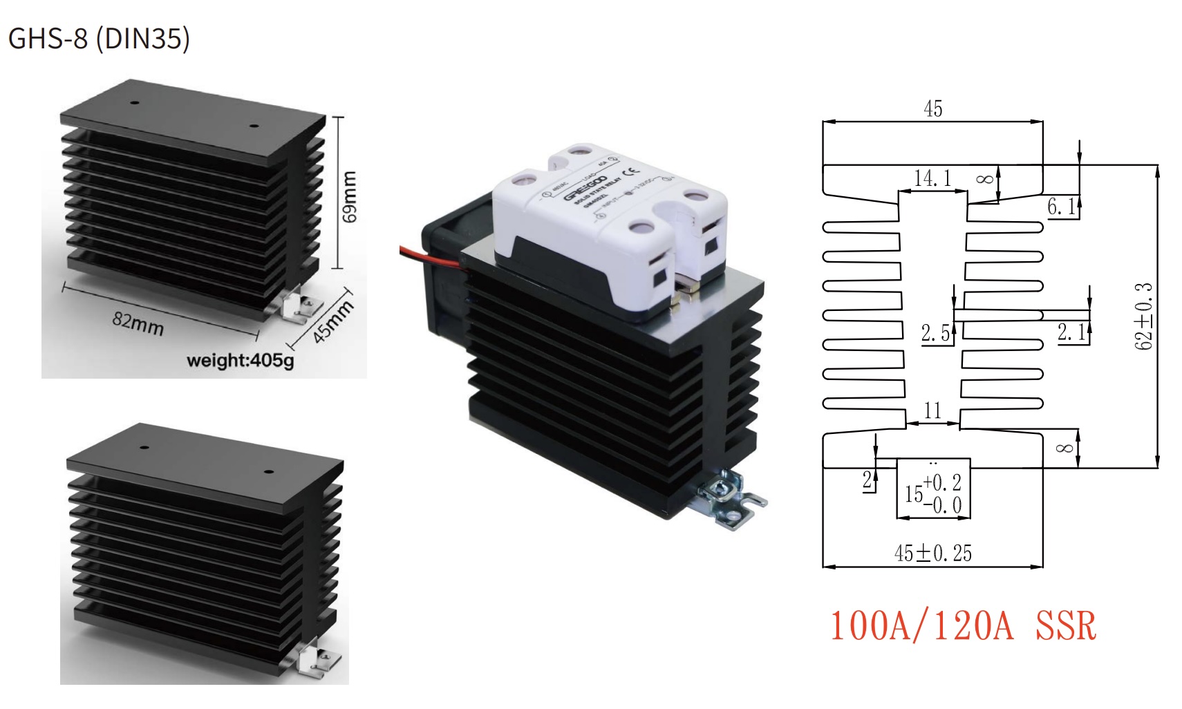ghs-7 heatsink 60A 80A ssr