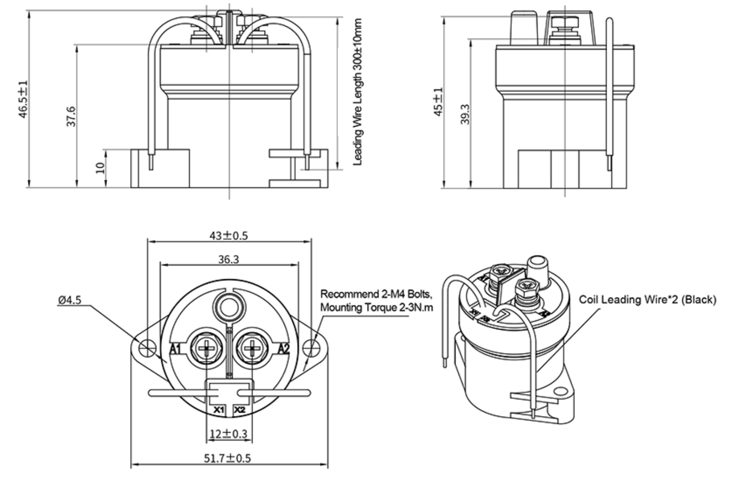 dh30 dc contactor outline dimensions